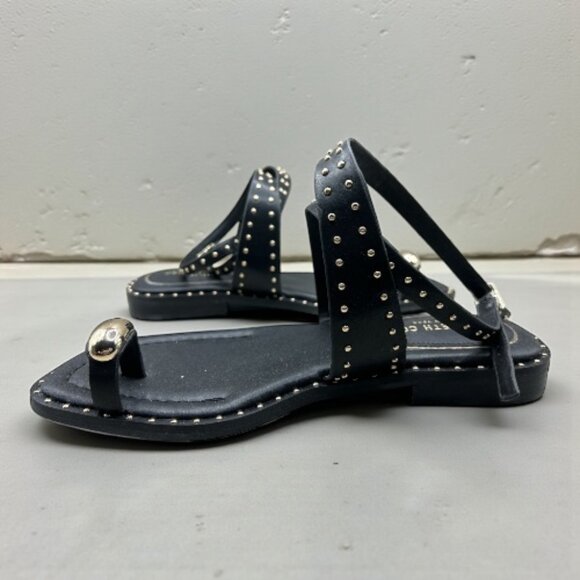 Kenneth Cole Ravenn Black Faux Leather Studded Sandal - Size 9 Med - Picture 6 of 14